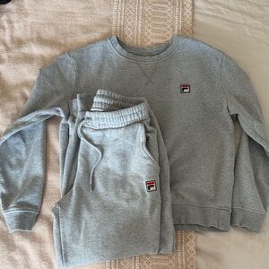 Vintage FILA Women’s Crewneck & Sweatpants Set Gray - Small